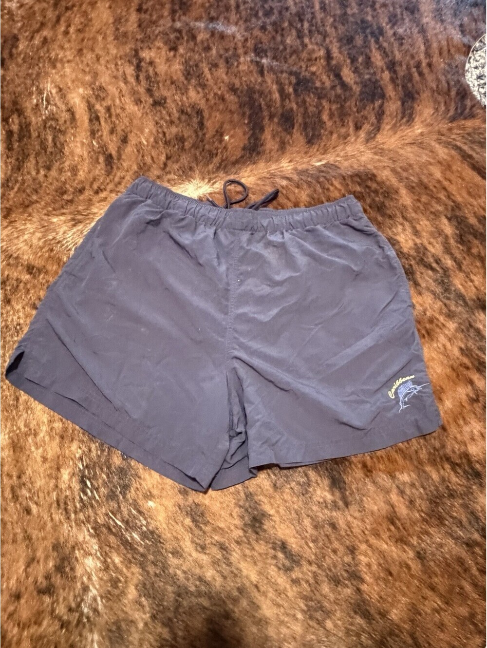 Caribbean Joe Hawaiian Swim Trunks Mens Large Blue Short Shorts Gorpcore